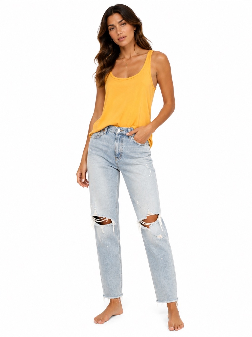 Woolrich Scoop Neck Tank | M | Mustard Yellow